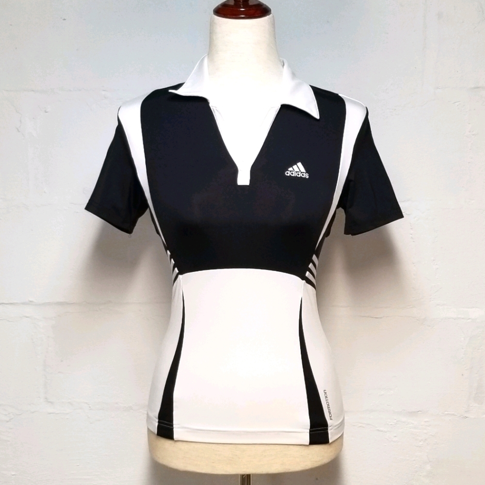 Adidas womans xs black white polo style top